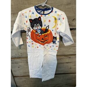 Vintage 1969 Ben Cooper Halloween Costume One Piece Pumpkin Black Cat